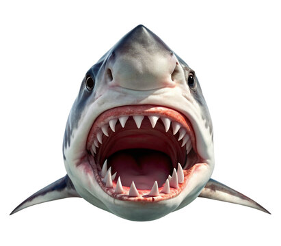 Frontal shark with open mouth colored and colored