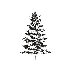 Christmas tree black and white simple icon