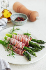 Asparagus and bacon ready for cooking