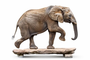 Obraz premium African elephant balancing funny animal isolated on white background