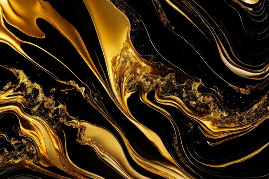 Gold abstract black marble background art paint pattern ink texture watercolor white fluid wall. Abstract liquid gold design luxury wallpaper nature black brush oil modern paper splash painting water.