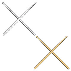 Set of drum sticks vector illusstration.  Crossed drum sticks 