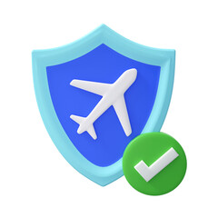 Flight Insurance,  isolated on transparent background. 3D rendering