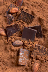 Cocoa powder, beans and dark chocolate.