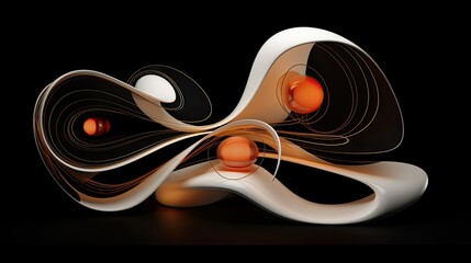 Modern 3D abstract design with flowing, lines and glass-like texture