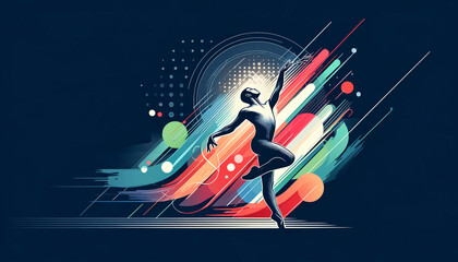 Obraz premium Dynamic Dancer with Colorful Background