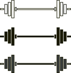 Barbell Silhouette in lined and colored style. Vector Illustration