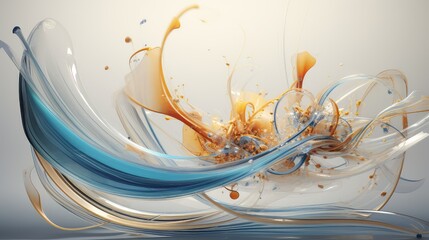 Modern 3D abstract design with flowing, lines and glass-like texture
