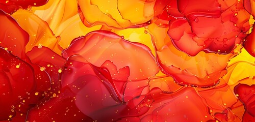 Abstract background, Abstract red background with yellow. Red fluid art texture made with alcohol ink. 