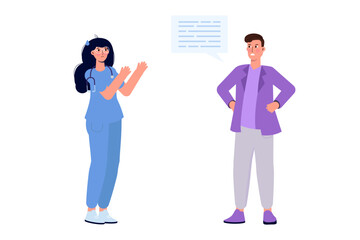 An unhappy patient argues with the attending physician. An aggressive man complains and shouts at the doctor. Angry patient concept. 