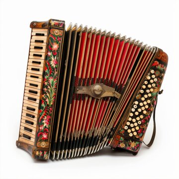 Russian accordion Bayan isolated on a clean white background