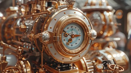 Fototapeta premium intricate clockwork gears made of brass and copper