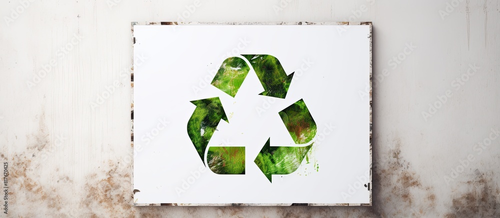 Poster A recycle symbol is handwritten on a white board creating a copy space image