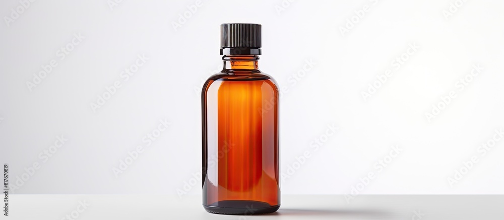 Poster a bottle of medicine is shown in isolation on a white background with ample copy space
