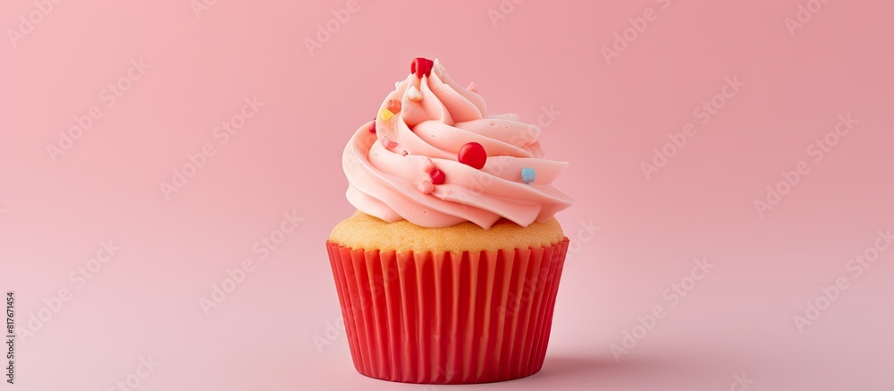 Poster color background image featuring a delectable cupcake. creative banner. copyspace image