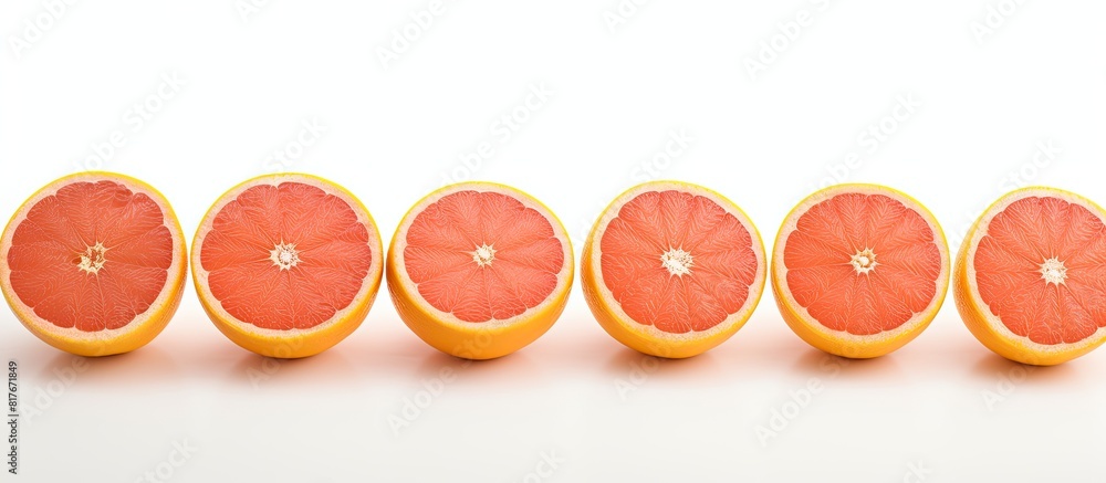 Poster Copy space image of vibrant grapefruits against a pristine white backdrop
