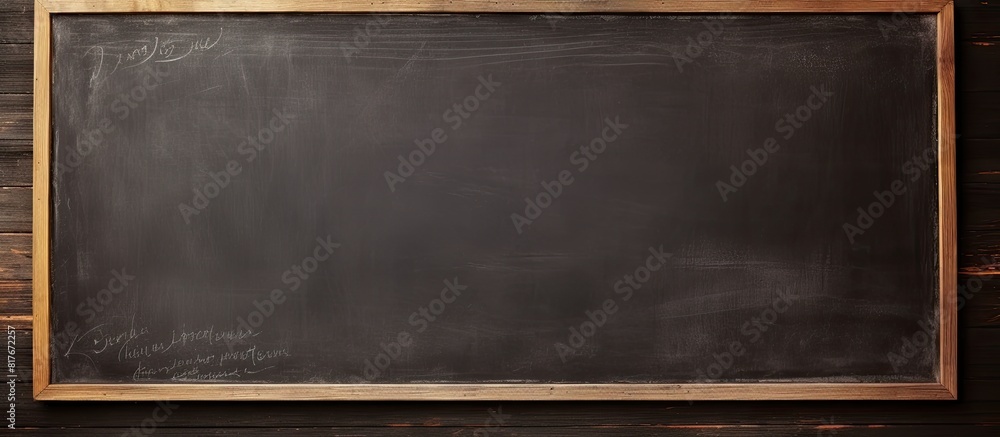 Poster the blackboard has a chalk mark that has been erased creating empty space for other information or a