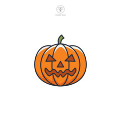Jack o' lantern pumpkin  Icon Halloween theme symbol vector illustration isolated on white background