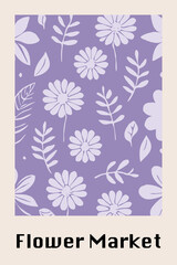 Botanical poster inspired by the flower market. Illustration for wall art, greeting card and invitation. Generated by Ai