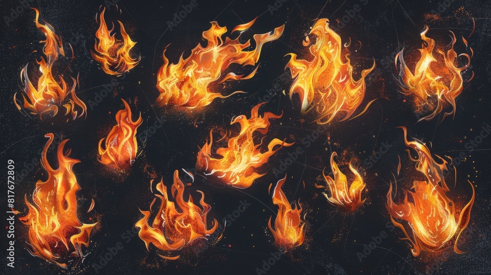 Aufkleber A striking image of fire flames on a dark backdrop. Perfect for adding intensity to design projects