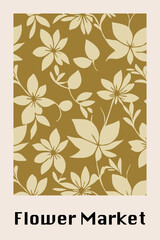 Botanical poster inspired by the flower market. Illustration for wall art, greeting card and invitation. Generated by Ai