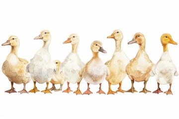 A group of ducks standing next to each other. Suitable for various nature and wildlife themes