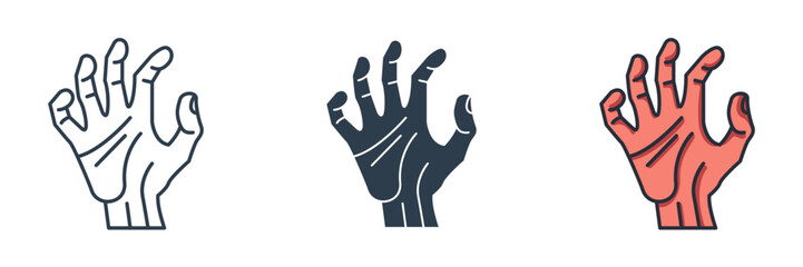 Zombie Hand Icon Halloween theme symbol vector illustration isolated on white background