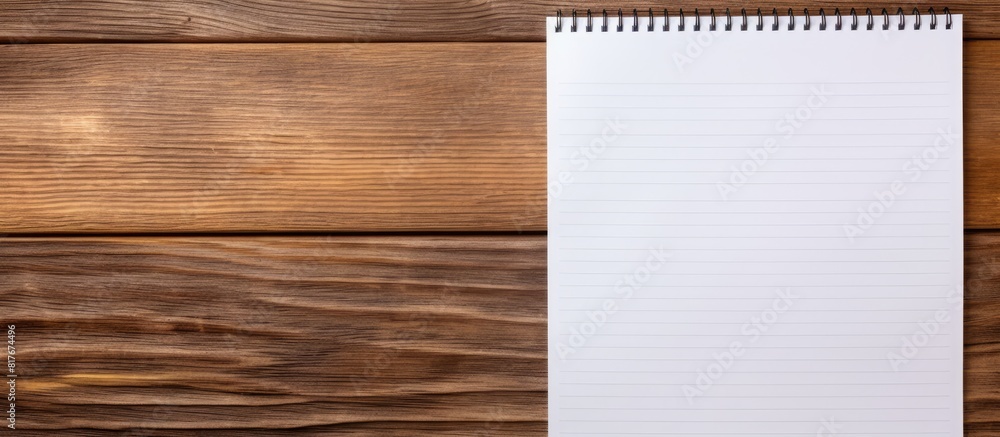 Aufkleber a copy space image of a wooden background with a pen on blank note paper