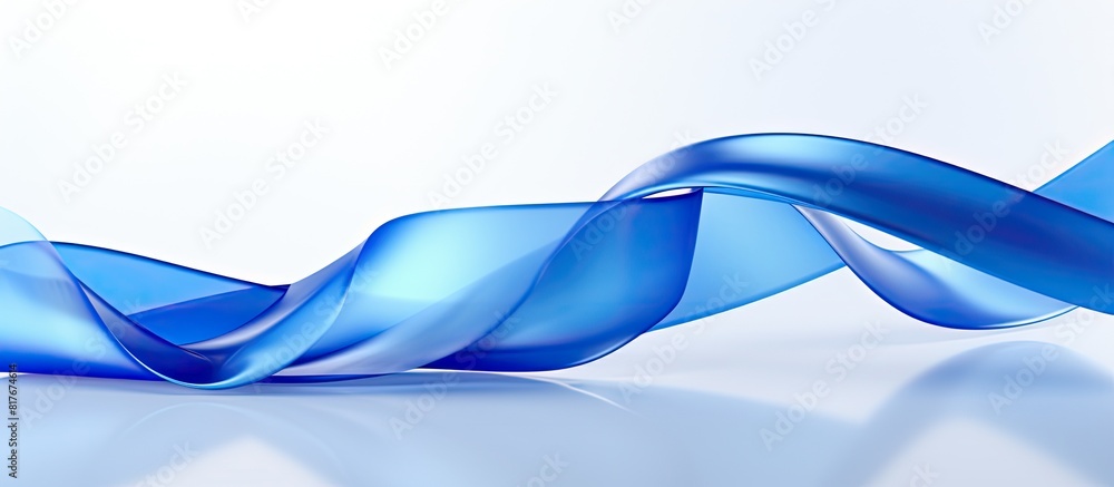 Poster A shiny blue ribbon is displayed on a white background allowing space for additional content or text in the image