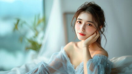 美しい かわいい 女性モデルのビューティーポートレート