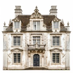 Naklejka premium photo of a neo renaissance english manor house 18th century, completely white background, isolated