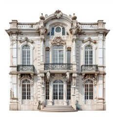 photo of a neo renaissance house, 18th century, completely white background