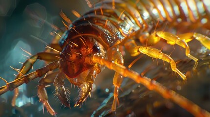 Detailed close up of a bug on a green plant, suitable for nature and wildlife themes