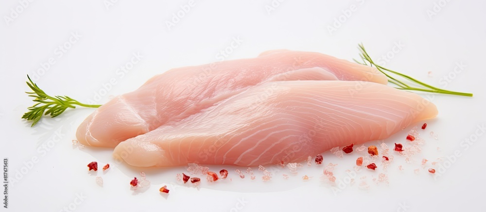 Poster A raw chicken fillet positioned on a light background with ample copy space for additional elements in the image