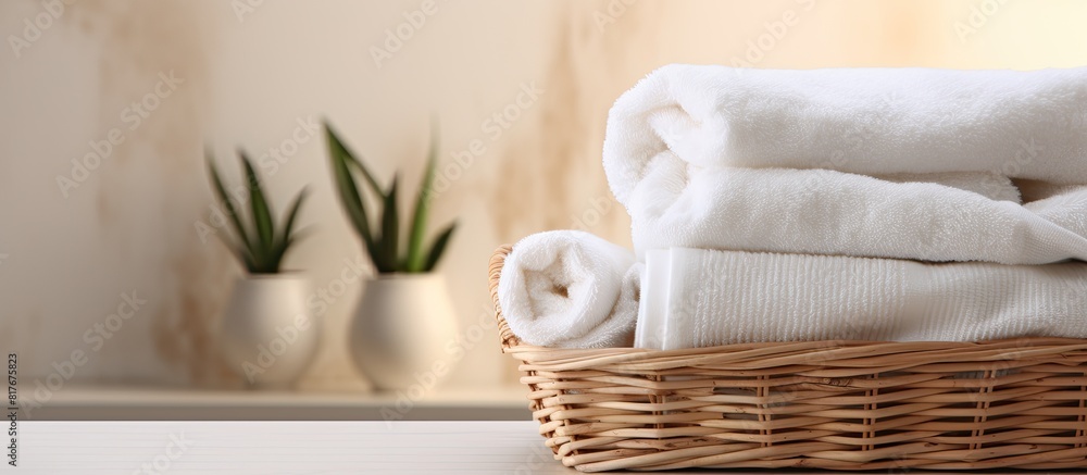 Aufkleber blurred bathroom background provides a copy space image for product display montage featuring towels