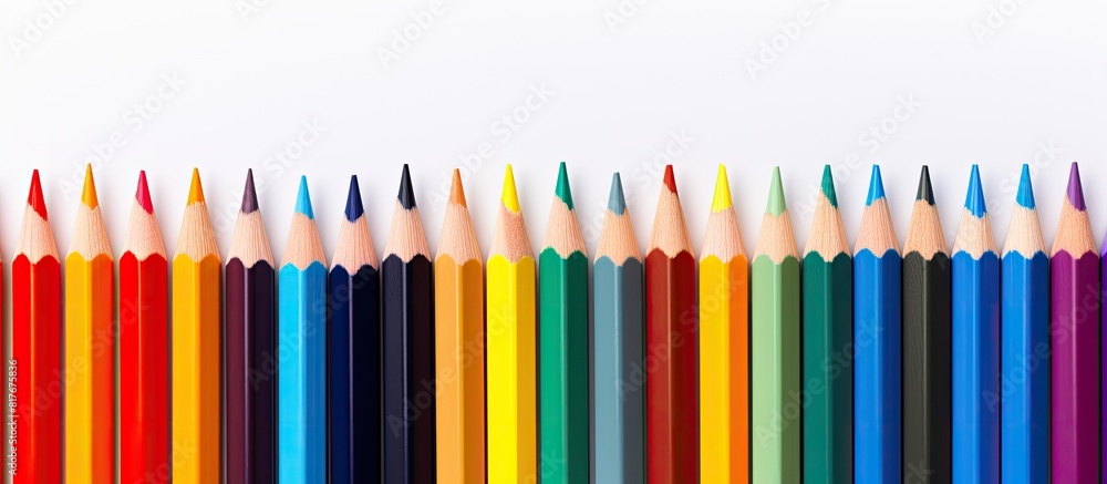 Poster a copy space image featuring colored pencils on a white background