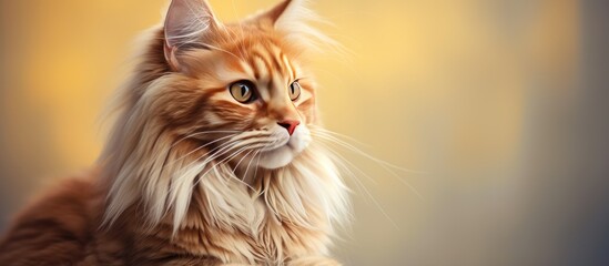 Exotic breed of cat with beautiful red hair and plenty of copy space in the image