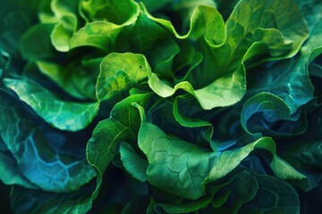 Obraz premium A close-up shot of a bunch of fresh lettuce. Perfect for food and health-related designs