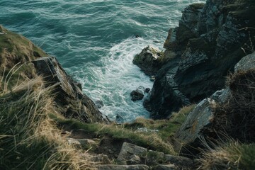 Dramatic Cliffs Overlooking Stormy Sea