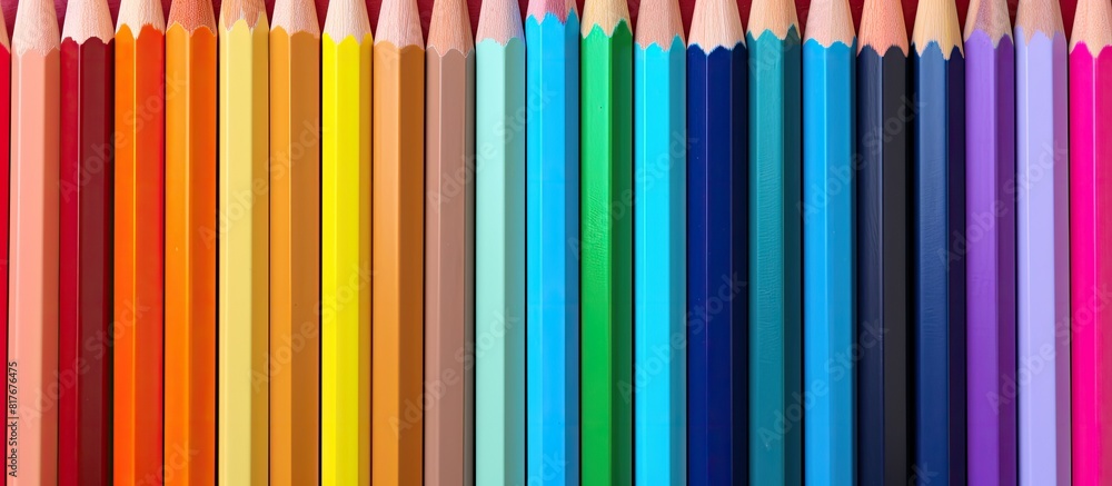 Wall mural a vibrant array of colored pencils displayed in a copy space image