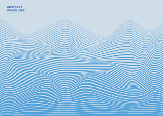 3D Vector wave lines pattern smooth curve flowing dynamic blue on white background for concept presentation, banner, cover, web, flyer, poster, brochure