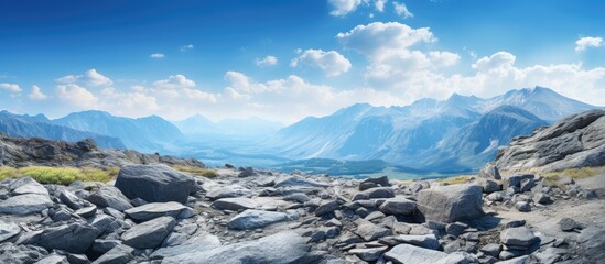 Obraz premium Beautiful rocks and stones surrounded by breathtaking natural scenery Copy space image