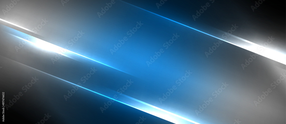 Poster neon dynamic diagonal light rays background. techno digital geometric concept design for wallpaper, 