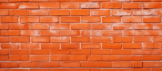 Obraz premium An expansive orange brick wall with an abstract pattern serves as a textured background with copy space for design purposes