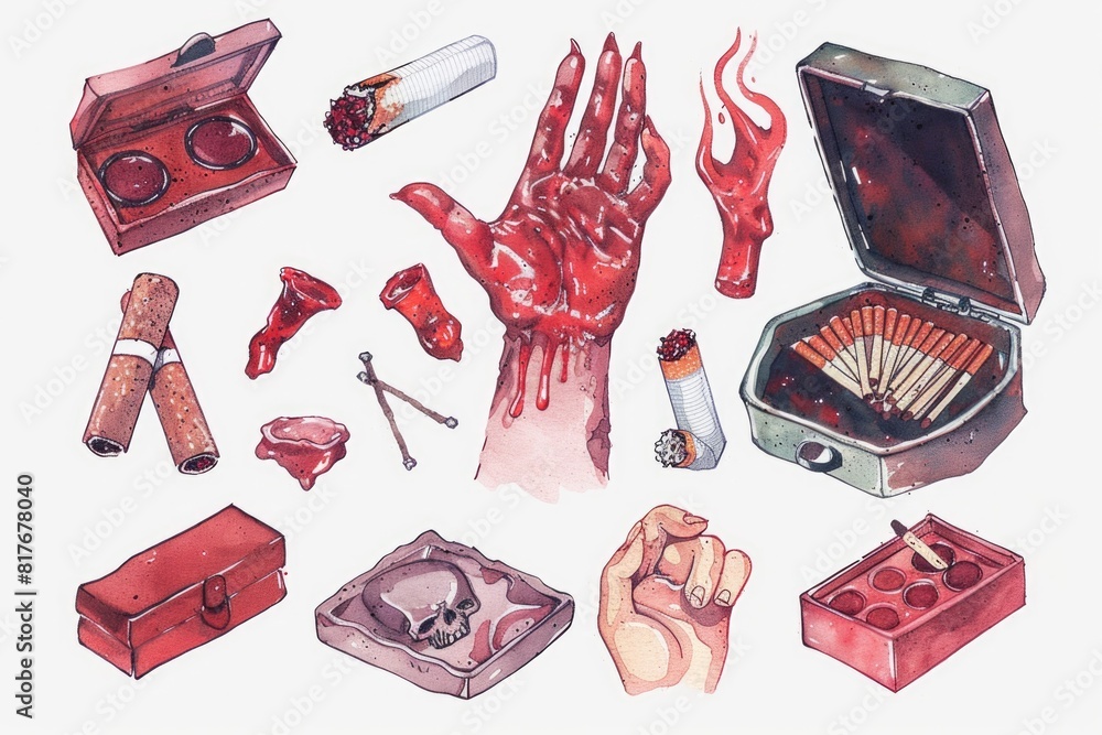 Poster a drawing of a variety of different items, suitable for a wide range of uses