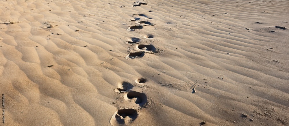 Poster Copy space image of footprints on the ground illustrating the concept of progression step by step