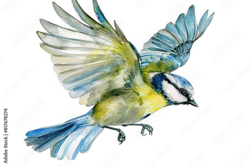 Aufkleber a beautiful painting of a blue bird with wings spread. suitable for various design projects