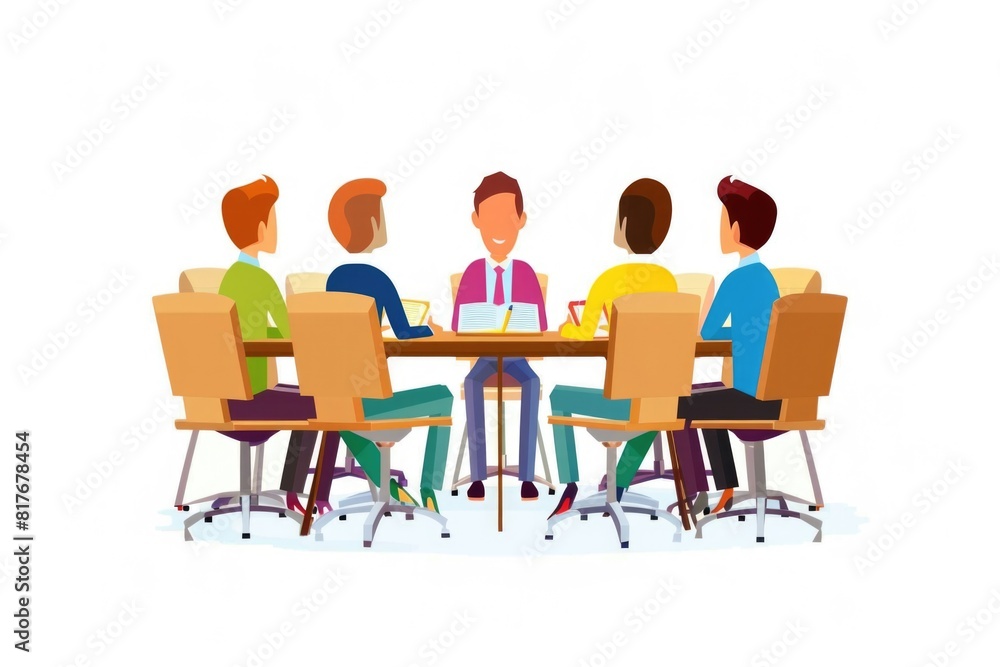Poster a group of individuals gathered around a table. suitable for business or social concepts
