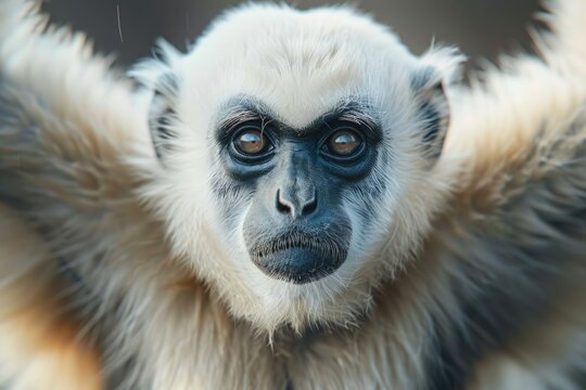 Close up of a monkey with eyes open, suitable for various design projects