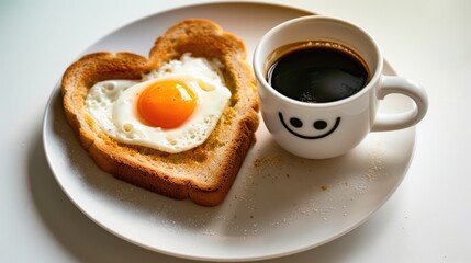 A Heartfelt Breakfast: Toast, Coffee, & Egg